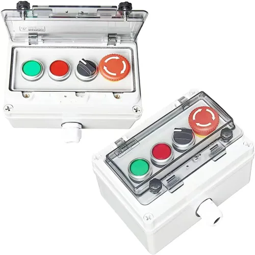 Miniatura 12 de Caja de botón de presión ip67 con botón de parada de emergencia, botón de cerradura, interruptor de llave de botón de presión con cubierta Botón