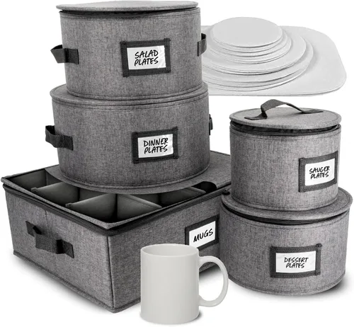 Miniatura 21 de HOMELUX THEORY 8 piezas de contenedores de almacenamiento de porcelana de carcasa dura, almacenamiento de tazas, copas de vino, utensilios