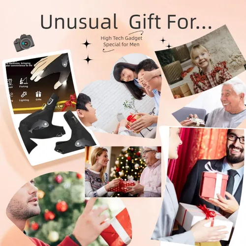 Miniatura 2 de HikooLSS Linterna LED recargable impermeable con guantes, correa ajustable, talla única para todos, Negra Geniales luces de dedo, regalos del día