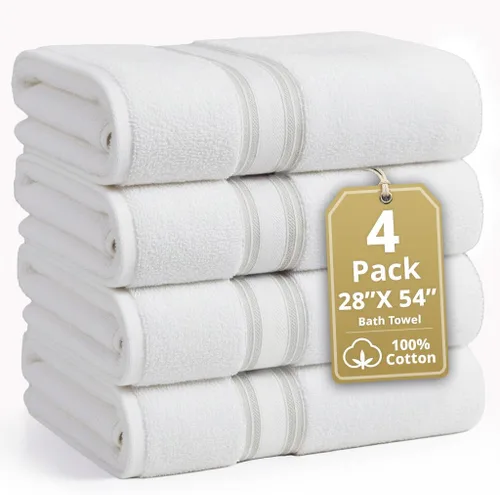 Miniatura 85 de Lane Linen Juego de 4 toallas de baño de 100 % algodón (35 x 66 pulgadas), juego de toallas de baño extragrandes de algodón sin torsión, secado Gris