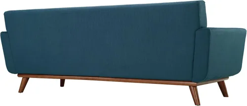 Miniatura 6 de Modway Engage - Sillón de una pieza tapizado con tela y sofá de dos piezas de estilo de mediados de siglo, Tela, Celeste