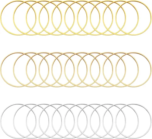 60 aretes de cuentas para hacer joyas, aretes redondos, aretes de aro redondos, conectores circulares para suministros de manualidades (1.969 in, 3