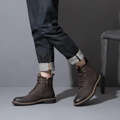 Miniatura 7 de Vostey Botas de motocicleta para hombre, botas casuales para hombre, botas chukka impermeables para hombre