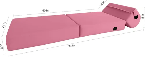Miniatura 7 de D&D Futon Furniture. Cama plegable de espuma para silla, sofá estudio, colchón de espuma plegable para invitados (6 x 24 x 70 pulgadas, rosa)