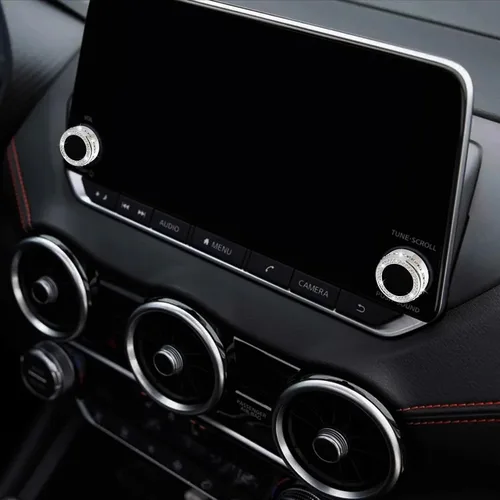 Miniatura 5 de TOMALL Cubierta Brillante para Consola Central Compatible con Nissan Sentra 2020-2025 Cubierta de Botón de Volumen Moldura Cubierta de Perilla