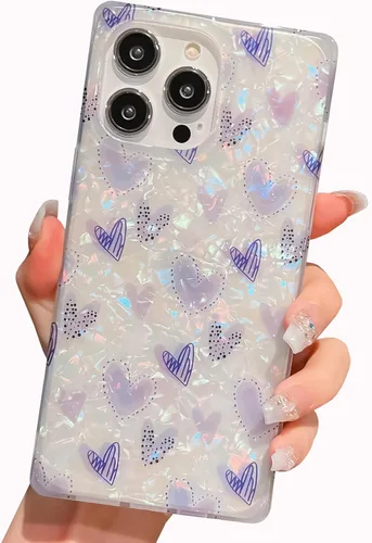 Miniatura 28 de Funda compatible con iPhone 14 Pro con borde rectangular, bonita funda protectora de lujo con pintura al óleo y flores para mujeres y niñas, funda