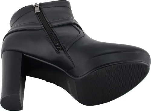 Miniatura 2 de Milwaukee Leather MBL9432 - Botines negros con arnés para mujer con tacón de bloque