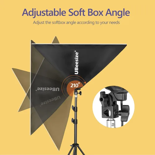 Miniatura 5 de UBeesize Softbox Kit de iluminación para fotografía, kit de iluminación continua de 27" x 20" con 2 bombillas de 40W E27 Socket de 6500K