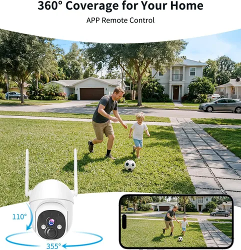 Miniatura 4 de Cámaras de seguridad solar 2K inalámbricas para exteriores, visión de 360°, cámara exterior para seguridad del hogar con visión nocturna a