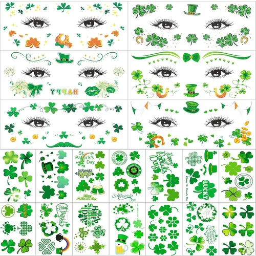 Miniatura 10 de 23 hojas de tatuajes de bromista de Halloween para hombres, mujeres y adultos, tatuajes temporales falsos de cara de Halloween, serpiente