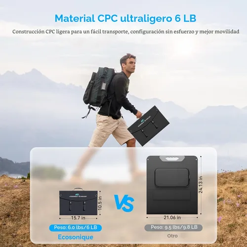 Miniatura 2 de Panel solar portátil de 100 W, extremadamente ligero, compacto y plegable con USB QC3.0, Tipo-C PD3.0, Anderson y XT60 DC 20 V para estación