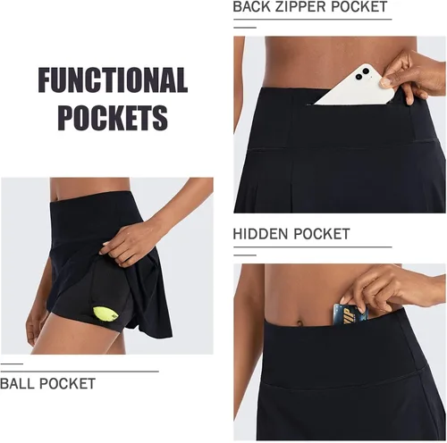 Miniatura 4 de BALEAF - Falda pantalón de verano para mujer, diseño de tiro alto, de 13pulgadas, con 4 bolsillos, para tenis, golf, correr o entrenar.