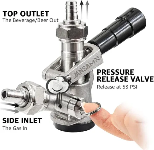 Miniatura 3 de Sankey - Acoplador de barril D, cuerpo y sonda de acero inoxidable 304 American D, acoplador de grifo de barril de cerveza Sankey con mango