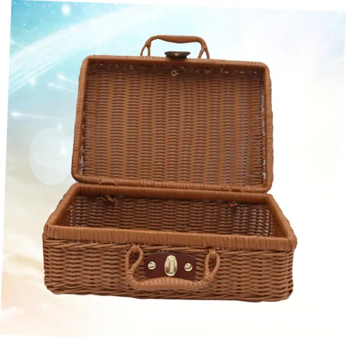 Miniatura 6 de NUOBESTY Organizador de maquillaje tejido, soporte portátil para cosméticos con múltiples compartimentos para cepillos faciales, caja