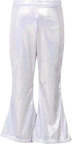 Agoky Pantalones de baile de lentejuelas brillantes para niñas y niñas, pantalones acampanados de pierna ancha, pantalones acampanados para hip hop,
