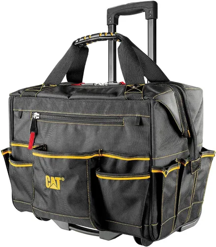 Miniatura 11 de Bolsa para herramientas portátil CAT de 16 pulgadas con boca ancha, 14 bolsillos para almacenamiento y organización de herramientas, poliéster