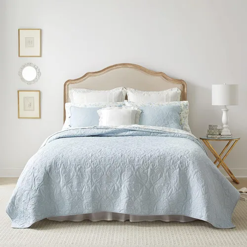 Miniatura 7 de Laura Ashley - Paquete de ropa de cama Twin, edredón reversible con funda a juego y juego de sábanas de percal de algodón, bolsillo profundo
