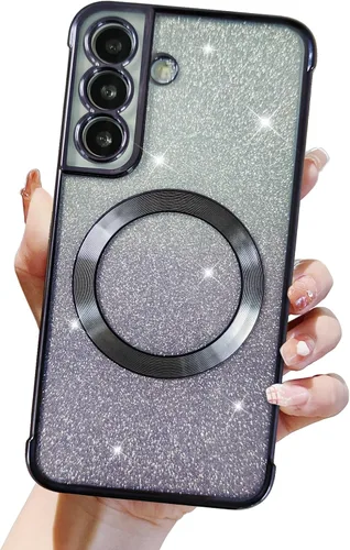 Miniatura 10 de Funda magnética con purpurina para Samsung Galaxy S21 Fe, funda de lujo de protección completa con protector de lente de cámara, antiarañazos, a