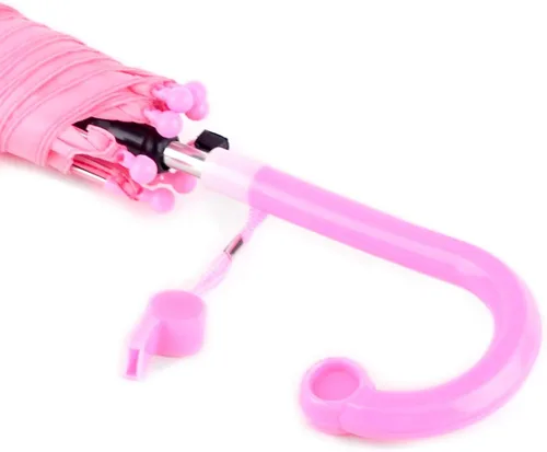 Miniatura 5 de BG Sombrilla ligera de color rosa sólido para niños con silbato novedoso