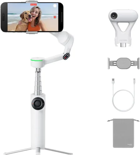 Miniatura 10 de Insta360 Flow 2 Pro AI Tracker Bundle gris – Primer cardán de teléfono AI en la industria con Apple DockKit, seguimiento pionero de 360º panorámica