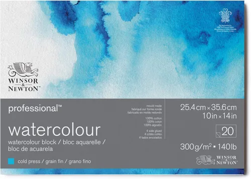 Miniatura 9 de Winsor & Newton Bloque de papel de acuarela profesional, 9" x 12", prensado en frío