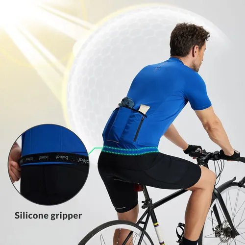 Miniatura 4 de BALEAF Camiseta de ciclismo para hombre, manga corta, camisetas de ciclismo de bicicleta, camiseta con cremallera completa, 3+1 bolsillos, UPF50+