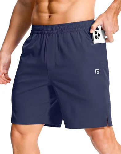 Miniatura 22 de GGJ Pantalones cortos deportivos ligeros para hombre con 2 bolsillos con cremallera de 7/5/9 pulgadas, pantalones cortos de tenis de secado rápido