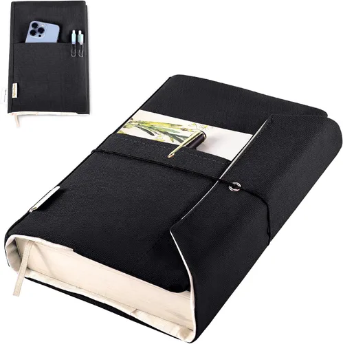 Miniatura 22 de Fundas de libro de lienzo, protector de libro lavable, funda de libro para novelas de tapa blanda, funda de libro ajustable para tapa dura