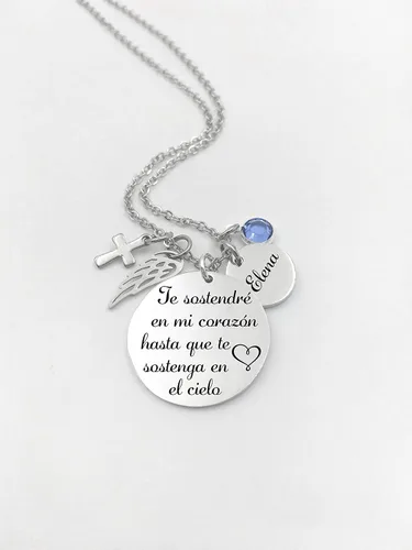 Miniatura 2 de Joyas conmemorativas, español,Te sostendré en mi corazón hasta que te sostenga en el Cielo, Pérdida de niños, Pérdida de un ser querido
