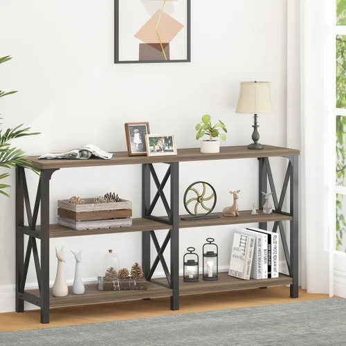 Miniatura 14 de LVB - Mesa de sofá de estilo granja, mesa consola rústica para sala de estar, mesa de entrada con almacenamiento, mesa de entrada para vestíbulo