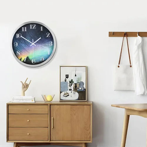 Miniatura 8 de Reloj de pared moderno de 12 pulgadas, funciona con pilas, reloj analógico colorido silencioso sin tictac para oficina, hogar, baño, cocina