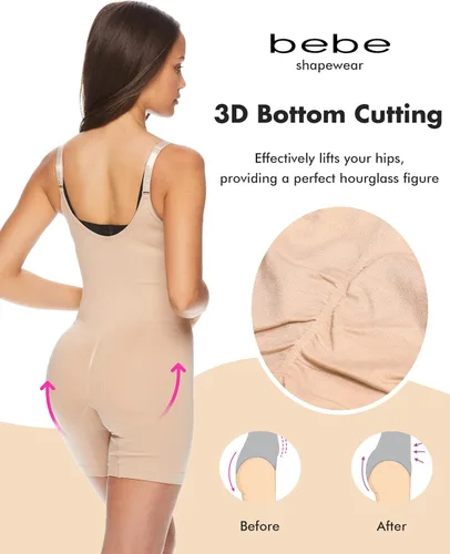 Miniatura 4 de bebe Body moldeador sin costuras para mujer, úsalo con brasier propio, faja moldeadora de medio muslo, moldeador de cuerpo completo