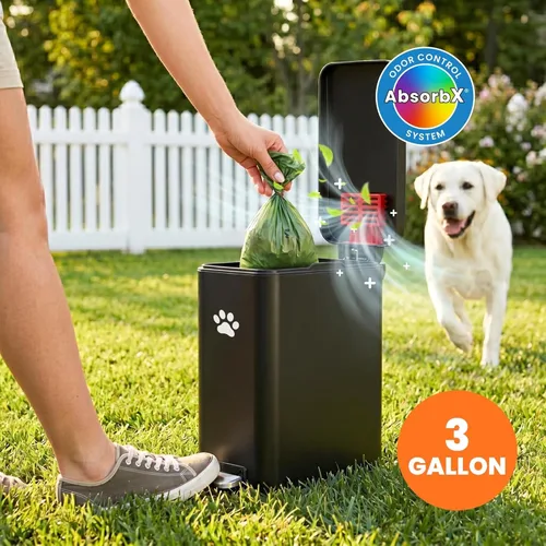 Miniatura 2 de iTouchless Cubo de basura para excrementos de perro de 3 galones/11 litros con tapa y filtro de olor AbsorbX, cubo de basura de acero inoxidable a