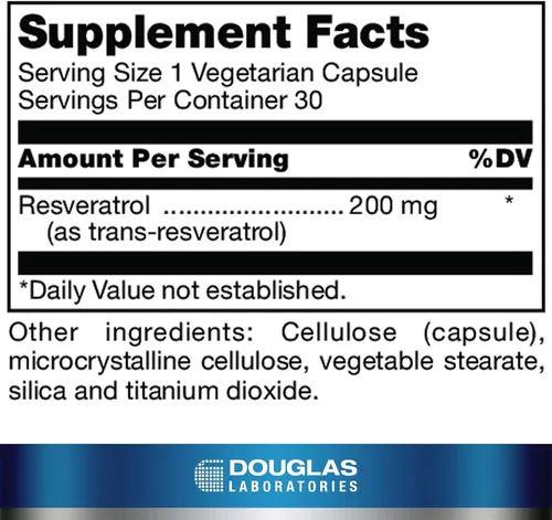 Miniatura 2 de Douglas Laboratories Resveratrol Apoyo antioxidante para la salud cardiovascular, neurológica, metabólica y mitocondrial 30 cápsulas