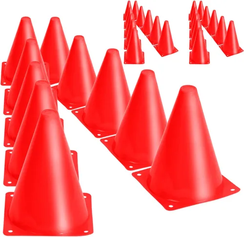 KINJOEK Paquete de 30 conos de entrenamiento deportivo de 9 pulgadas, conos de tráfico con bordes redondeados para seguridad, fútbol, fútbol,
