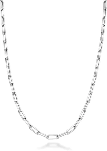 Miabella Collar de cadena de eslabones de clip de plata de ley 925 maciza italiana de 0.098 in para mujeres y hombres, fabricado en Italia