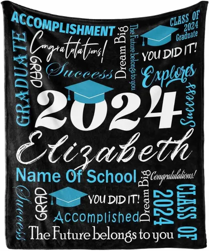 Miniatura 11 de Manta personalizada de graduación 2025 para regalo de graduación de graduado, nombre personalizado de graduado y manta escolar, manta suave y ligera