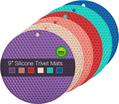 Miniatura 27 de Salvamanteles de silicona para platos calientes, soportes multiusos para ollas, 4 unidades, 2 tamaños de 7 pulgadas y 9 pulgadas, resistentes al 03