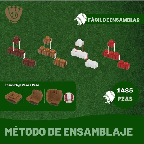 Miniatura 4 de Juego de bloques de construcción 3D de béisbol, pelota y guantes, juguete educativo, perfecto para edades de 14, 15, 16 años en adelante