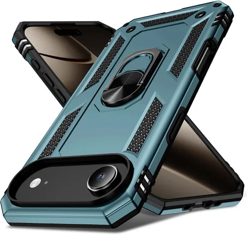 Miniatura 9 de 17 Pro - Funda de teléfono para hombre con anillo de soporte, armadura resistente de grado militar para iPhone 17 Pro, funda a prueba de golpes, Azul