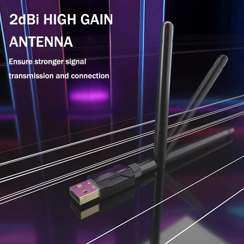Miniatura 4 de Adaptador USB Bluetooth 5.1 para PC de escritorio: dongle inalámbrico de largo alcance de 300 pies con antena de 5dBi Plug & Play para portátil