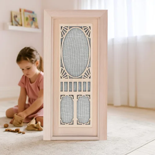 Miniatura 7 de 1:12 Mini modelo de muebles de casa de muñecas, puerta de pantalla para casa de muñecas, abedul para puertas de casa de muñecas DIY