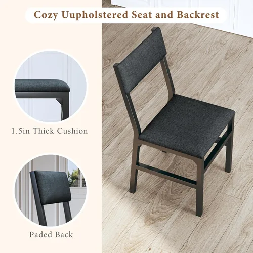 Miniatura 5 de Juego de mesa de comedor de 7 piezas para 4-6, sillas extensibles para mesa de cocina, juego de 6 con 6 sillas, mesa de comedor rectangular