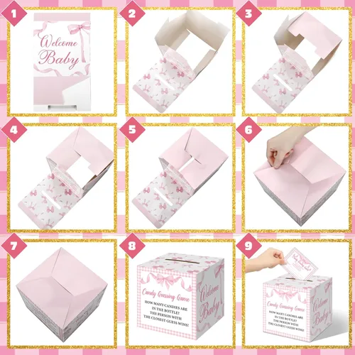 Miniatura 7 de Glenmal Juego de 52 piezas de regalo para juegos de baby shower, biberón grande para juego de ducha, adivina cuántos dulces decoraciones
