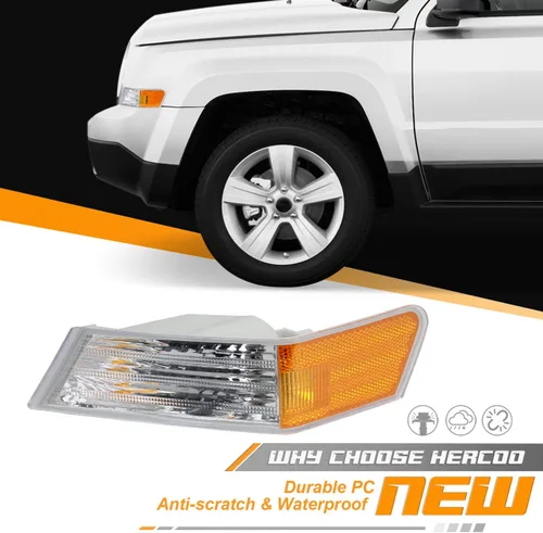 Miniatura 3 de HERCOO Cubierta de lámpara de luz intermitente frontal Compatible con Jeep Patriot 2007 2008 2009 2010 2011 2013 2014 2015 2016 2017 Luz de esquina