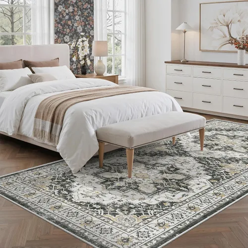 Miniatura 519 de Madane Tapete lavable de 2 x 10 pies para pasillo, cocina, recibidor, clásico, suave, antideslizante para interiores, casa de campo, baño, sala
