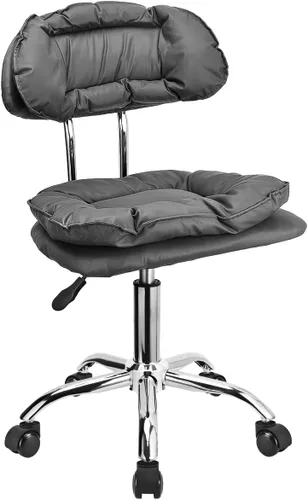 JOSTZHXIN Respaldo de taburete rodante, acolchado de asiento grueso, silla rodante resistente para oficina en casa, silla giratoria de altura Gris