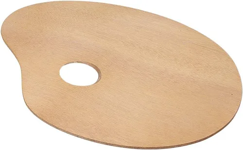 Paleta de madera, paleta de pintura de madera ovalada de 8 x 12 pulgadas, bandeja de pintura acrílica al óleo, herramienta de pintura de madera con