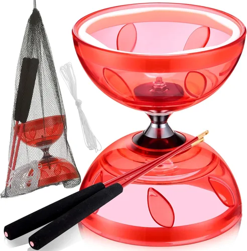 Miniatura 7 de Simgoing El juego de diábolo chino Yoyo incluye colorido yoyo chino con 2 palos de diábolo, 1 cuerda y 1 bolsa de red para diversión