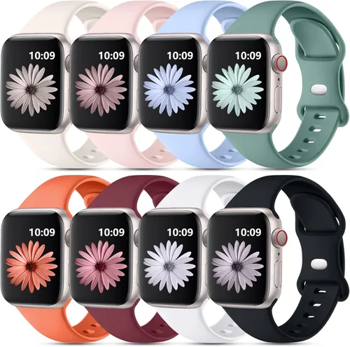 Miniatura 12 de DaQin - Paquete de 8 correas deportivas compatibles con Apple Watch de 38, 40, 41, 42, 44, 45, 46 y 49 mm, correa impermeable de silicona suave